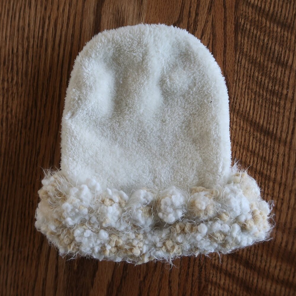 Coldwater Creek White and Tan Winter Beanie Hat
